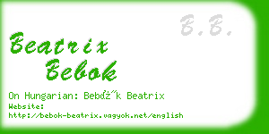 beatrix bebok business card